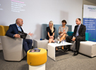 Ursula Simaecek, respACT Präsidentin und CEO Simacek, Herta Stockbauer, BKS Bank und respACT Vizepräsidentin und Oliver Heinrich, Infineon im Gespräch beim CSR-Tag